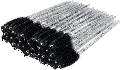 Set van 50 Crystal Wimperborstels, Wimperkam en Wenkbrauwborstels voor Oogmake-up en Mascara, Zwart