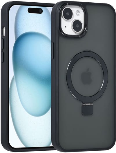UNIQ Accessory Back Cover - Geschikt voor iPhone 15 & 14 Plus - Zwart - Magsafe & Kickstand