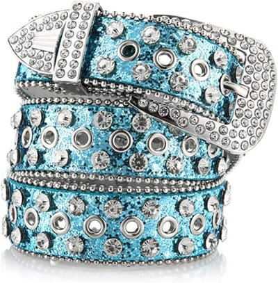 Rhinestone Geklede Riem voor Dames van PU Leer met Cowgirl Y2K Stijl voor Jeans en Modeaccessoires - Blauw