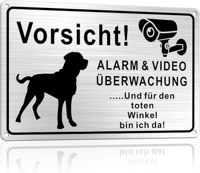 Honden Waarschuwingsbord - Alarm en Videobewaking - Beveiliging Terrein - Dubbele Veiligheidslaag - 30 x 20 cm - Aluminium Mat