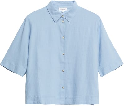Vrouwelijke Linnen Mengsel Korte Mouwen Blouse met Hemdneck s.Oliver