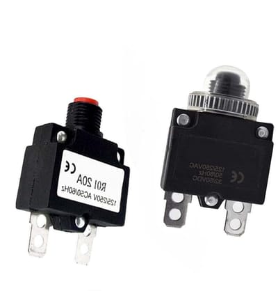Mini-stroomonderbreker, 3 A, 4 A, 5 A, 6 A, 8 A, 10 A, thermische overbelastingsbeveiliging, push-thermoschakelaar, resetbaar (zwarte overbelasting, 3A)