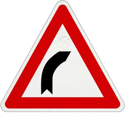 Bocht naar rechts bord - J2 | Sign Again materiaal | 20 cm