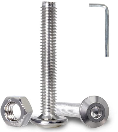 Set van 25 platte kop inbusschroeven M6 x 60 mm, roestvrij staal A2 V2A, inclusief M6 moeren en inbussleutel, ideaal voor machineassemblage en meubelmontage