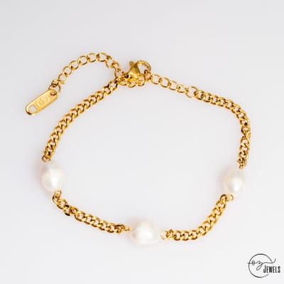 OZ Jewels – Parel Charm Armband – Verguld – Elegant – Vrouwen – Verstelbare