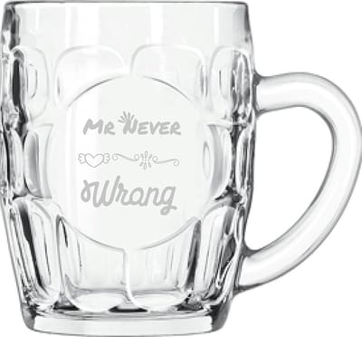 Gegraveerde bierpul 55cl Mr. Never wrong