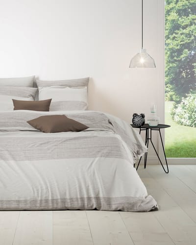 Mistral Home - DEKBEDOVERTREK - katoen renforcé - 140 x 200 cm + 65 x 65 cm - eenpersoons - strepen - beige