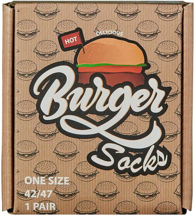 Burger socks - Hamburger sokken -Apollo - giftbox verpakking maat 42/47 - Vaderdag - Geschenkdoos - Geschenk verpakking - Geschenkset