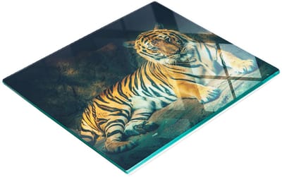 Decoratieve glazen snij- en serveerplank Tiger Cave 60x52 cm