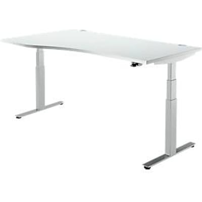 Schäfer Shop  Select Bureautafel DRIVE UP 2, T-poot, vrije vorm, elektr. in hoogte verstelbaar, lichtgrijs/blank aluminium