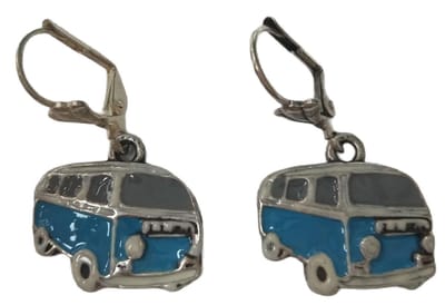 Oorhangers foto volkswagen blauwe bestelbus camper nostalgisch