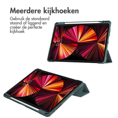 imoshion Tablet Hoes - Geschikt voor Apple iPad Pro 11 (2022) / Pro 11 (2021) / Pro 11 (2020) / Pro 11 (2018) - Trifold Hardcase Bookcase - Groen
