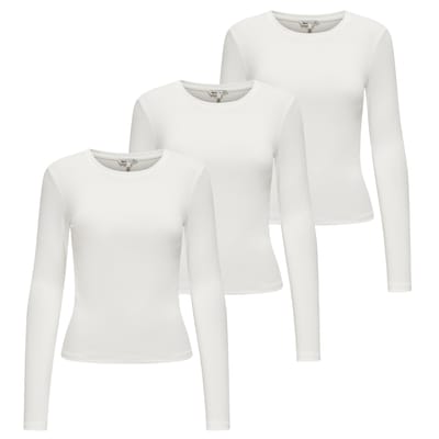 ONLY Lange mouw ONLRILEY O-NECK TOP 3P Set van 3