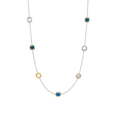 TI SENTO Dames Ketting - 925 zilver - Blauw - Maat 42 - 34079DB