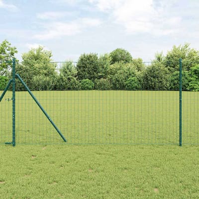 vidaXL - Euro-hek - met - grondbevestiging - 10 - x - 1 - m - PVC-Coated - Staal - Groen