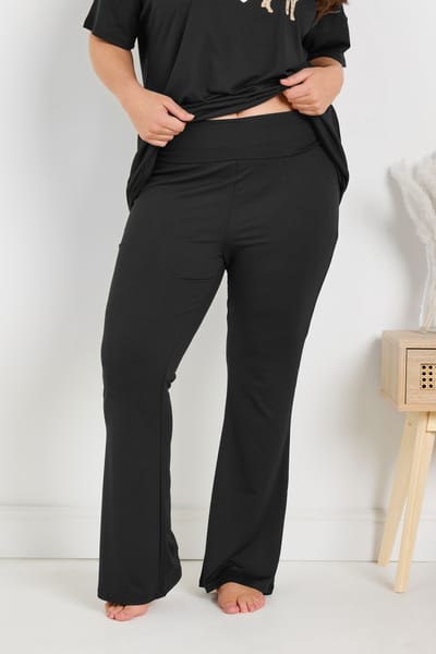Yours Flared Soft Touch Pyjamabroek In Zwart Size 42-44