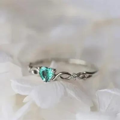 Huitan Eenvoudige Hartring Voor Vrouwen Vrouwelijk Leuke Vingerringen Romantisch Verjaardagscadeau Voor Vriendin Mode Zirkonia Steen Sieraden 10