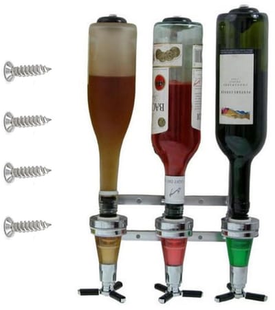 Cosensi - Wandgemonteerde Wijn Dispenser - 3 Flessen Dispenser - Ideaal voor Cocktails - Aluminium - Bar en Keuken - 30ml Capaciteit - Perfect voor...