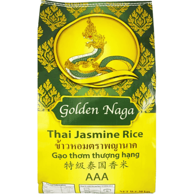 Golden Naga Thaise Jasmijnrijst - Perfecte Korrel, Luchtige Structuur - 20 kg Zak voor de Voorraadkast
