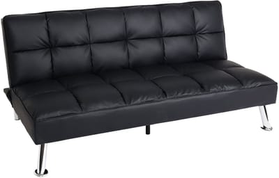 Sofa MCW-K21, inklapbare sofa Slaapbank, nosagvering, slaapfunctie, ligoppervlak 181x107cm ~ kunstleer, zwart