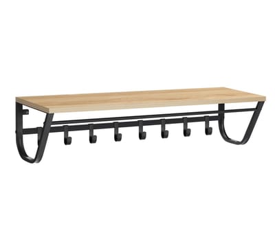 ACAZA Kapstok - Wandkapstok - Kapstok Hangend - 90 x 30 x 20 cm - 8 Haken met Plank en Kledingstang - Lichte Eik
