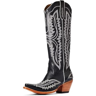 Verkoper Nieuwe Retro Auto Stiksels Dikke Hak Western Cowboylaarzen Middeleeuwse Geborduurde Unisex Heren Dames Ridderlaarzen 39 zwart witte kleur