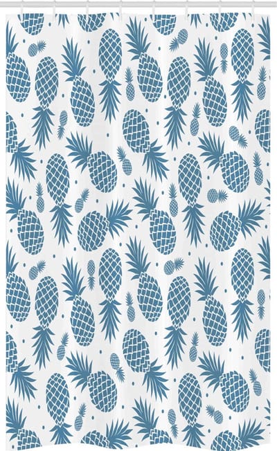 ABAKUHAUS – Blauw smal douchegordijn – Tropische Ananas 120x180