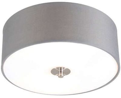 QAZQA Drum 30 R - Plafondlamp met lampenkap - 2 Lichts - Ø30 cm - grijs