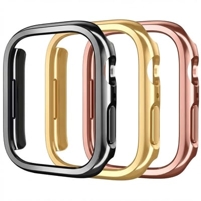 Zwart goudkleurig en rosé goudkleurig smartwatch beschermhoes set geschikt voor Apple Watch 40 mm serie SE / 4 / 5 / 6 driedelige harde PC case hol ontwerp decoratieve watch case