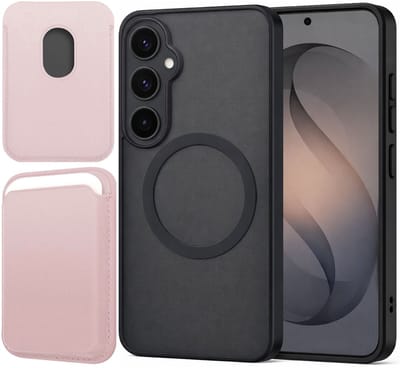 Hoesje + Pasjeshouder geschikt voor Samsung Galaxy S26 - Portemonnee geschikt voor MagSafe - Magnetisch - Pasjes Houder - Creditcardhouder - Rose