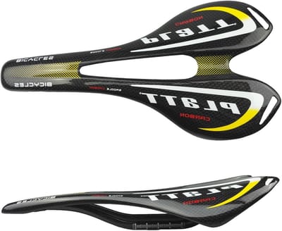 Lichtgewicht Kinderzitje van Carbon Fiber voor Racefietsen en Mountainbikes, 3K Gloss, Geel
