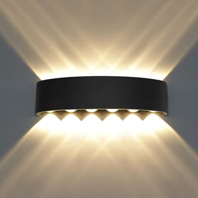 LED-wandlamp voor binnen - wandlampen - 22x8x5cm - Wandlamp boven en onder - Wandlamp van gegoten aluminium - 8W - Wandlamp voor binnen - 3000K - Warm wit licht - Woonkamer, garage, wandlampen binnen woonkamer, wandlamp voor binnen - Zwart