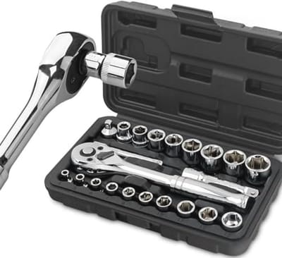 22-delige Steeksleutel Set - Mini Ratchet Set met Verlengstangen - Compact en Draagbaar Gereedschap voor Doe-Het-Zelf Projecten
