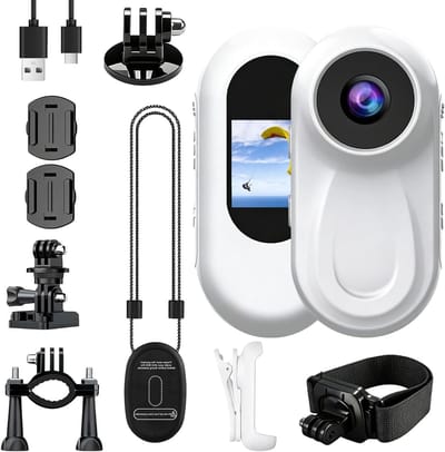 Mini Sportcamera met 360 Graden Nachtzicht, 1080P Video, Magnetische Bevestiging en 0.85" Scherm voor Fietsen en Vloggen