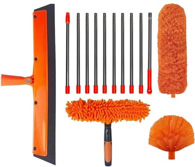 Uittrekbare Plumeau - Stofmop Lange Steel - Hoge Oppervlakken Reinigen - Verstelbare Telescoopsteel - Max 6 Meter - Oranje