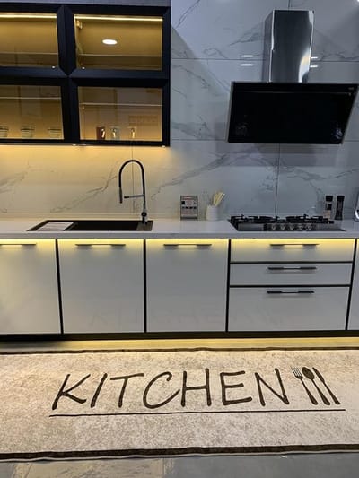 Keukenloper Kitchen - keukentapijt - 80x200 cm - wasbaar -Vloerkleden - Keuken Tapijt - Keukenmat - Loper Tapijt - Loper Vloerkleed beige bruin