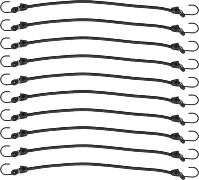 Spanelastiek - 10 Stuks - Elastiek koord - Tentspanner - Touwen - Bagagebanden - Elastisch bagagetouw - Haak en riem - Geschikt voor kamperen, vlaggen-en zeildoekbevestiging - 30.8cm