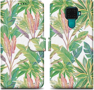 Cadorabo Hoesje geschikt voor Huawei MATE 30 LITE - Design Groen Regenwoud No. 8 - Beschermhoes Case Cover met magnetische sluiting, standaardfunctie en kaartvakje