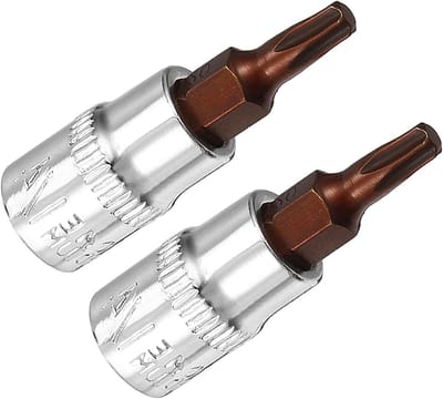 Torx Bit Socket T20, 1/4-Inch, 1.5 Inch Lang, S2 Legeringsstaal, Verstevigd CR-V, 2-Stuks voor Precisie Bevestiging en Onderhoud