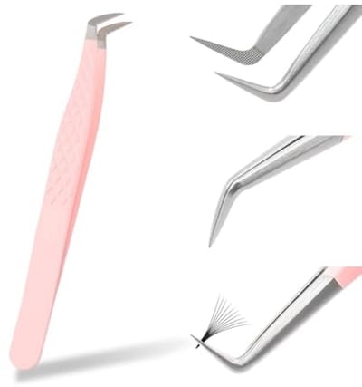 Roze RVS Wimperkrul Pincet met Schraubkop en Onafhankelijke Verpakking