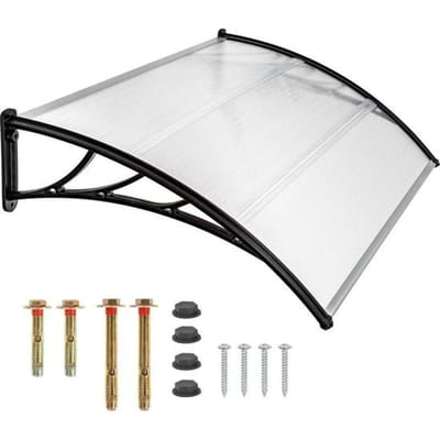 tectake® Deurluifel - Transparant - Luifel Voordeur - Polycarbonaat Dakpaneel - Weerbestendig Afdak voor Deur, Ramen en Etalages - Eenvoudige Montage met Kunststof Dragers - Modern Design - 150x93 cm