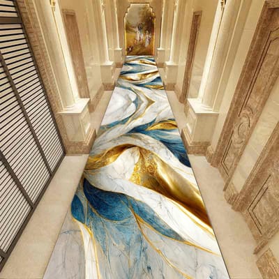 Gouden Abstract Marmeren Gangtapijt Hotel Doorgang Antislip Runners Trapmatten Luxe Decor Woonkamer Mat Aanpasbaar 160*200cm