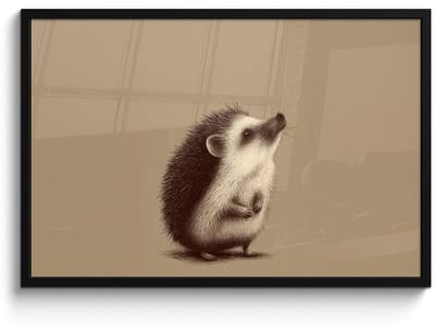 Poster in lijst - Fotolijst 90x60 cm - Posters - Egel - Snuitje - Bruin - Stekels - Posterlijst zwart - Decoratie - Wanddecoratie woonkamer - Muurdecoratie slaapkamer