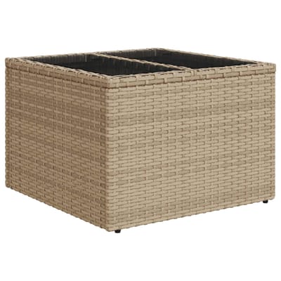 vidaXL - Bankstel - met - kussen - met - opslag - Beige - en - Crème - poly - rattan