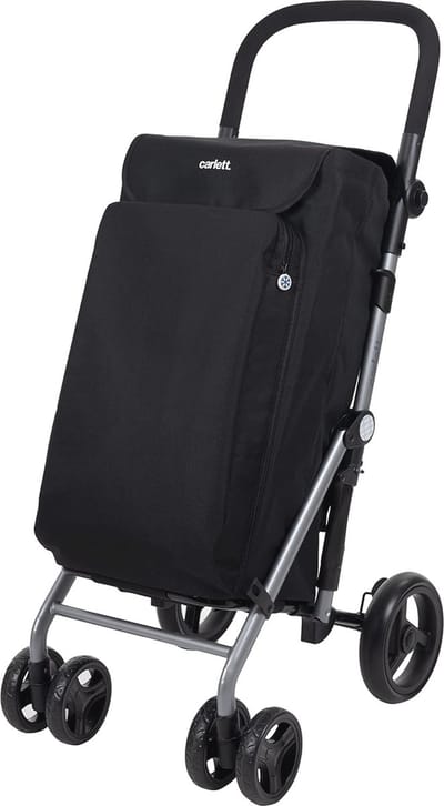 Opvouwbare Boodschappentrolley met 4 Wielen en Koeltas - 48L Hoofdvak met 10L Koeltas, Waterdichte Stof, Ideaal voor Supermarkt