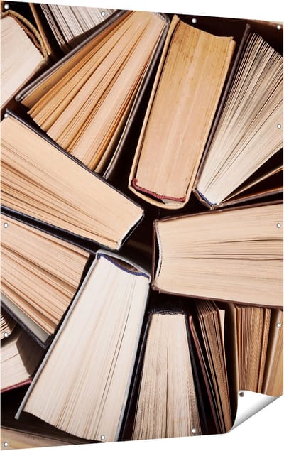 Gards Tuinposter Boeken Bladzijdes bij elkaar - 120x160 cm - Tuindoek - Tuindecoratie - Wanddecoratie buiten - Tuinschilderij