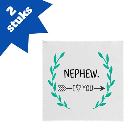 Akyol - nephew i love you brillendoekjes - Neef - de liefste neef - verjaardag - cadeautje voor neef - neef artikelen - kado - geschenk - 17,8 bij 17,8 cm - 2 stuks