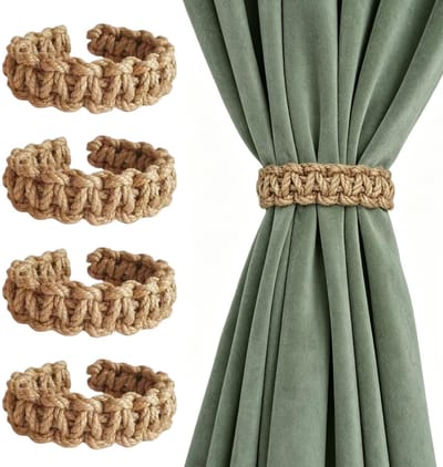 Gordijnophouders, 24 x 3 cm Gordijnkoorden Handgeweven Gordijnaccessoires voor Raamdecoratie (Bruin)