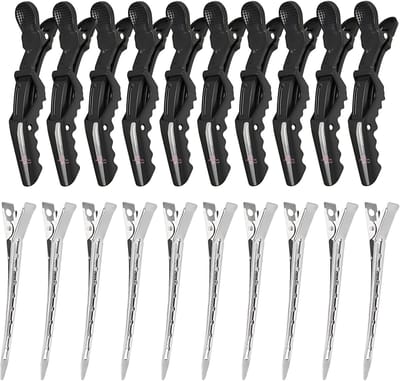 Guardian Beauty Haarklemmen - Professionele kappers haarklemmen - Kappers Alligator Haarklemmen - 10 stuks Zwart en 10 stuks Zilver - Sterke Grip Kunststof en Metaal Sectieclips voor Salon-, Kapper- en Thuisgebruik