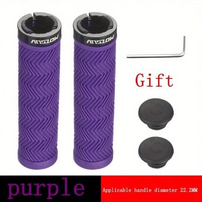 Fiets Handvatten Stuur Grip Rubber Antislip Lock Ring Fietsen Antislip en Mountainbike Accessoire paars